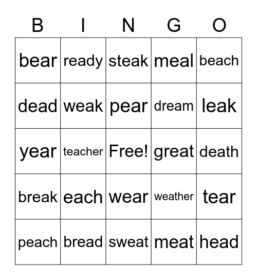 EA All Sounds Bingo Card