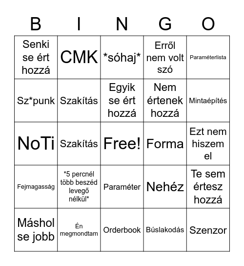 Whiteboard Bingó Bingo Card