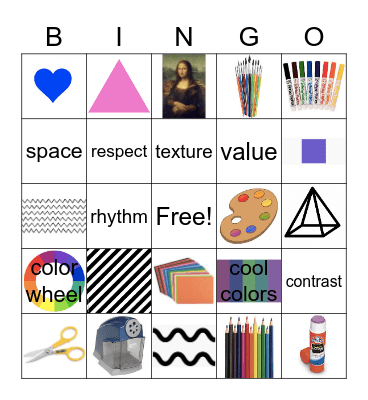 Art Class Picture Bingo Card