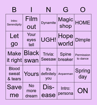 @Euphoria_Angel Bingo Card