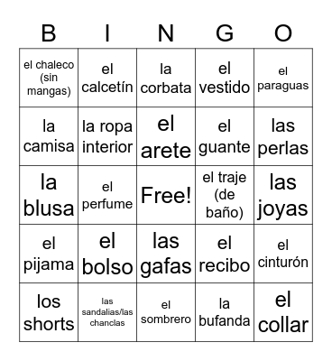LA ROPA Bingo Card