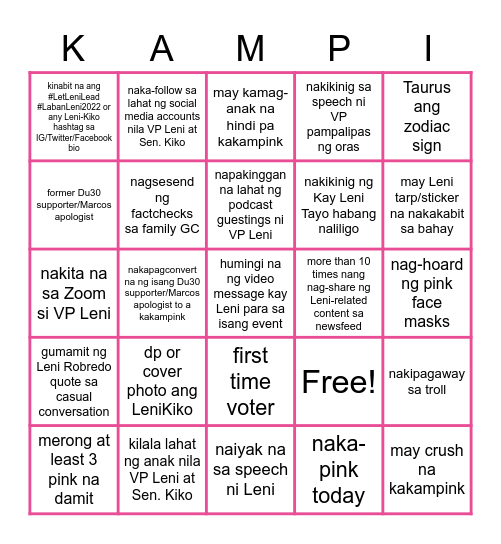 💖 KAMPI CARD 💖 Bingo Card