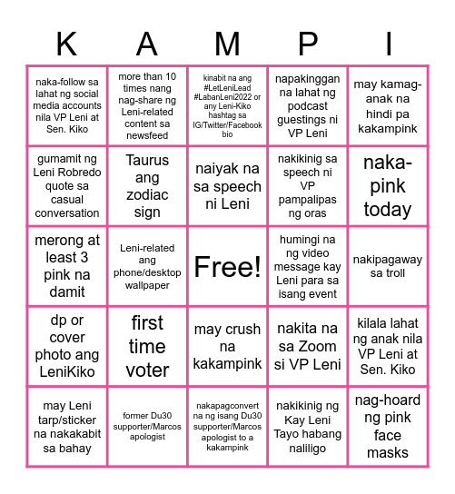 💖 KAMPI CARD 💖 Bingo Card