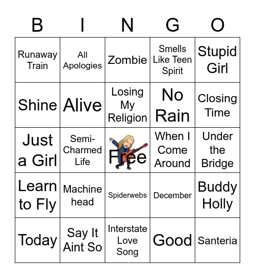 90's alternative Bingo Card