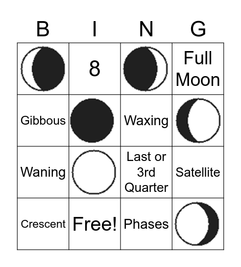 Moon Phases Bingo Card