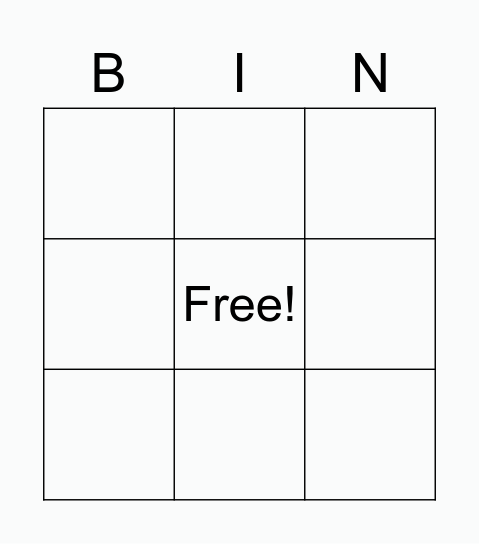 NUMBERS 1-31 Bingo Card