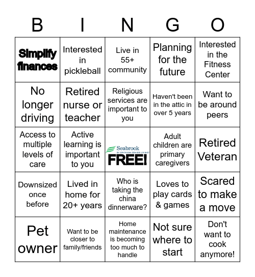 Seabrook Bingo! Bingo Card