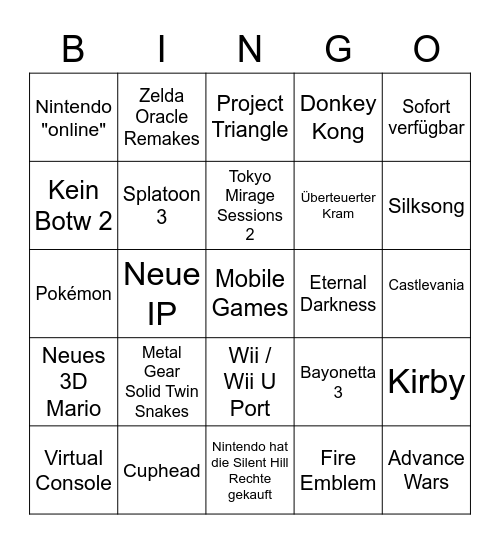 NINTENDO DIRECT 2021 Bingo Card