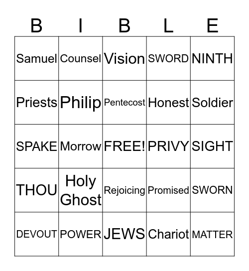 BIBLE BINGO Card