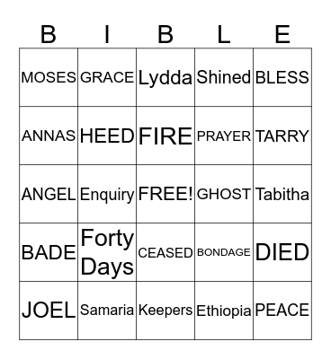 BIBLE BINGO Card