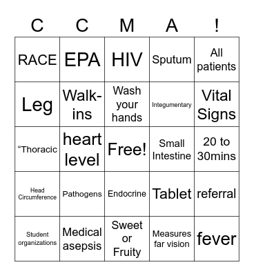 NHA Review Bingo Card