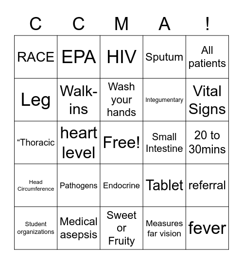 NHA Review Bingo Card