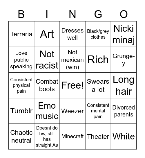Nog bing Bingo Card
