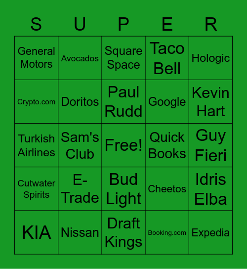 Super Bowl LVI Bingo Card