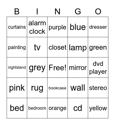 bedrooms/color span. 1 Bingo Card
