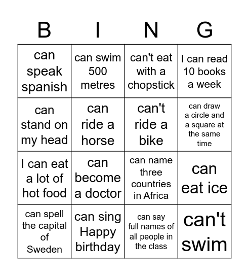 Can bingo Card