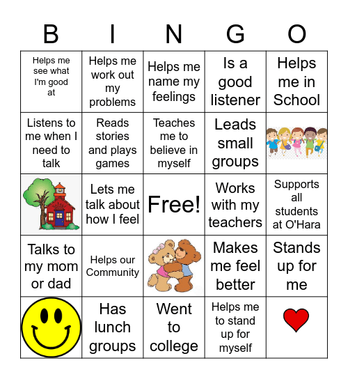 School Counselor B-I-N-G-O Bingo Card