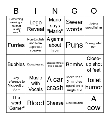Really Specific Nintendo Direct Bingo Card Bingo Card