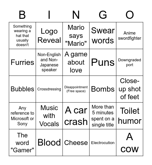 Really Specific Nintendo Direct Bingo Card Bingo Card