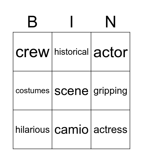 Movies & More! Bingo Card