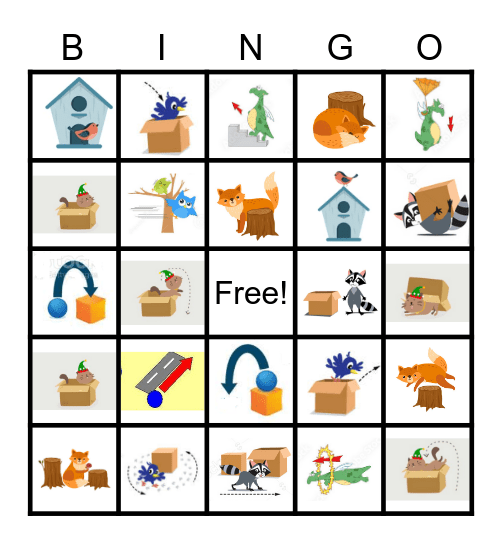 Prepositions Bingo Card