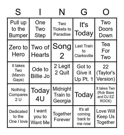 Two's Day! Bingo Card