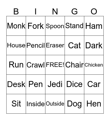 Test Bingo Card