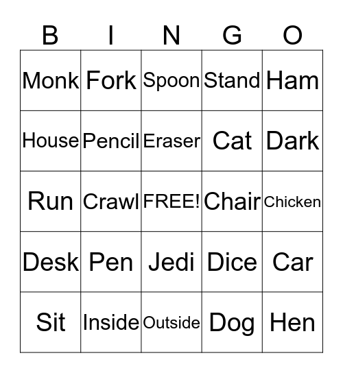 Test Bingo Card