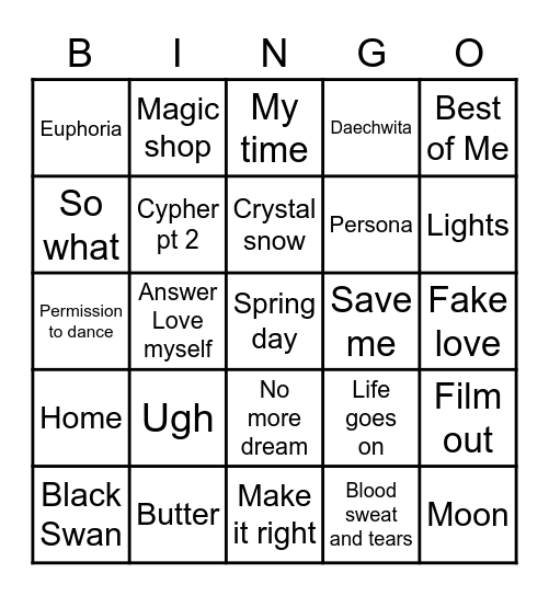 Vlovesbts7 Bingo Card