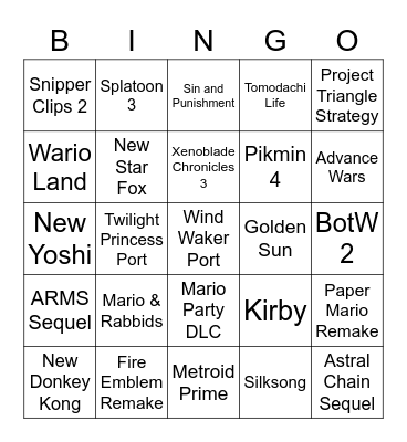 Nintendo Direct, Feb 9th 2022 (by @realiboprofen, @schlvfmvngel) Bingo Card