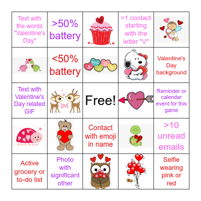 Valentine's Day Bingo Card