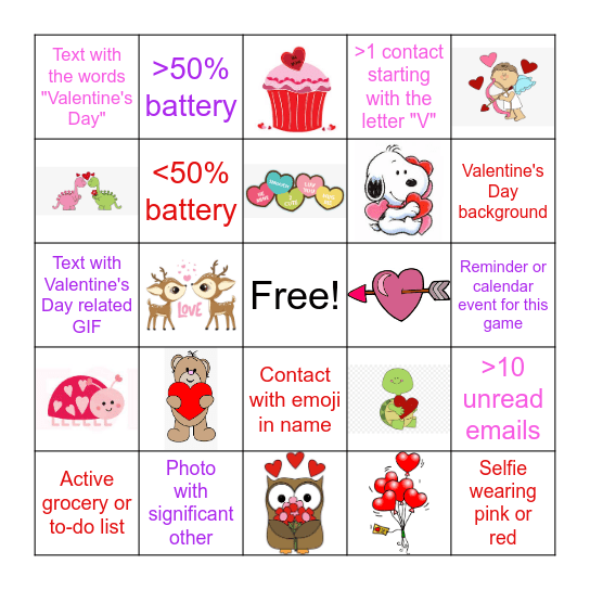 Valentine's Day Bingo Card