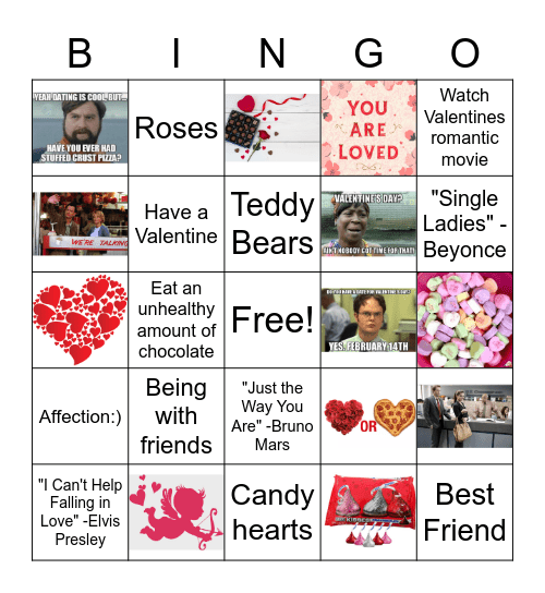 Valentines Day Bingo Card