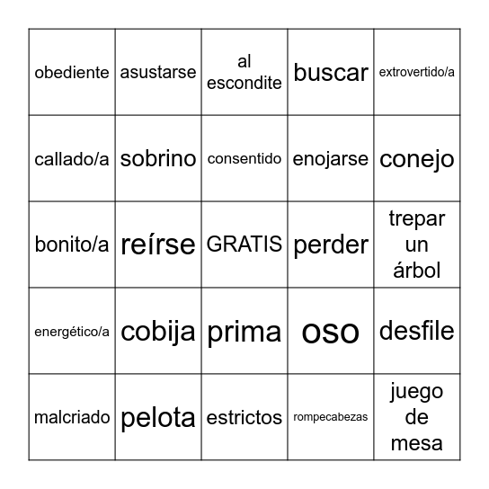 SP2H- Loteria de ESCUCHAR Bingo Card