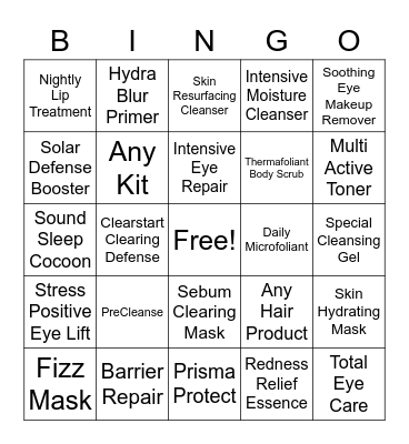 Esthetics Retail Bingo Card