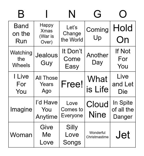 Klassic Beatle(s) Apart Bingo Card