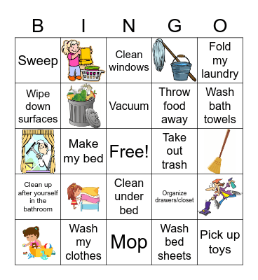 Keep Your Space Clean Bingo Card