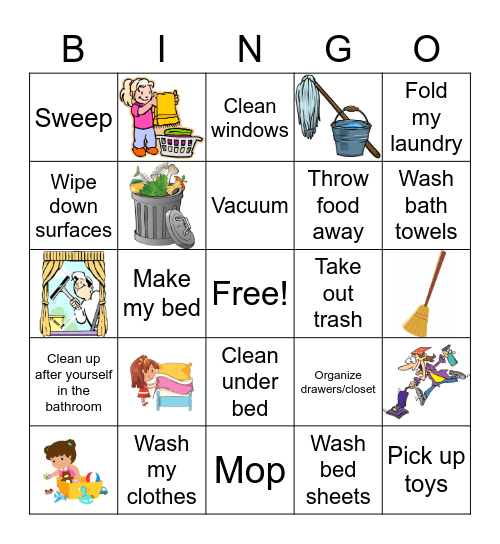 Keep Your Space Clean Bingo Card