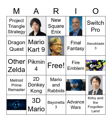 Nintendo Direct February 2022 Bingo Card