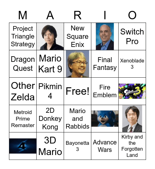 Nintendo Direct February 2022 Bingo Card
