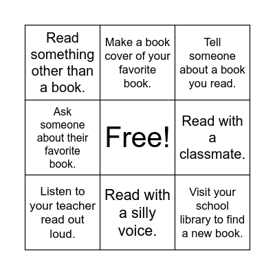 READ WEEK Bingo Card