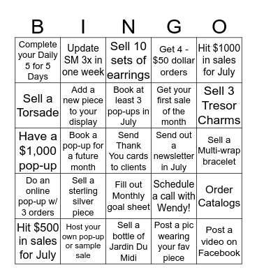 Blingslinger Bingo! Bingo Card