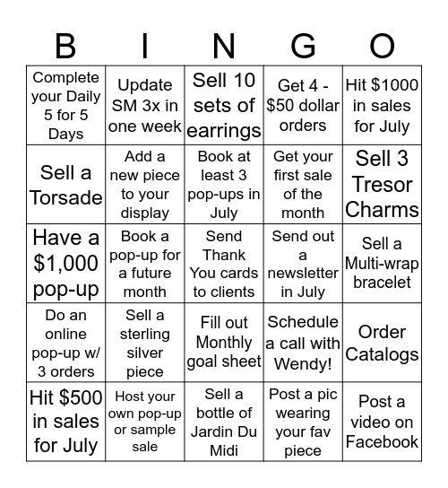 Blingslinger Bingo! Bingo Card