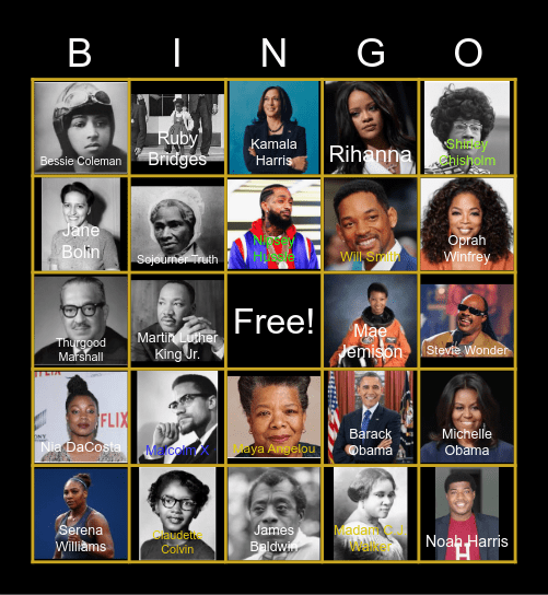 BEN Black History Month Bingo Card