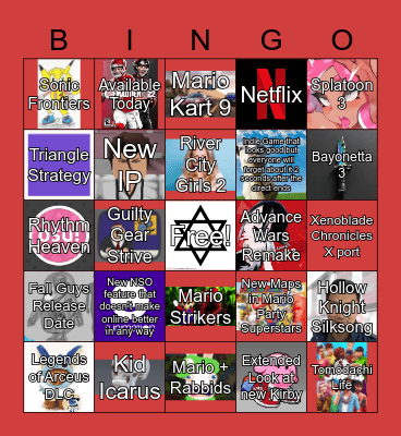 Nindendo Bingo Card