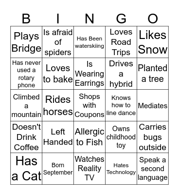 Parrish BINGO  Bingo Card