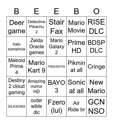 NINTENDO BIMBNOGO Bingo Card