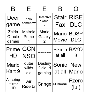 NINTENDO BIMBNOGO Bingo Card