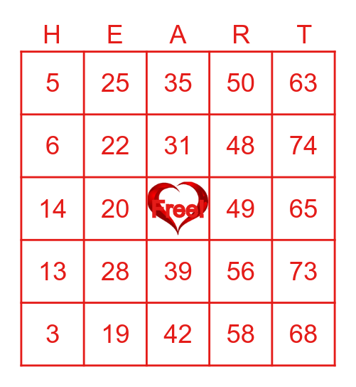 Happy Valentine's Day Bingo Card