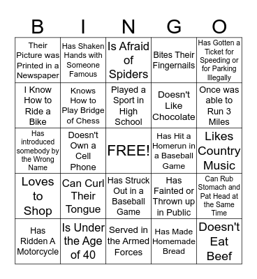 Anderson Reunion #2 Bingo Card